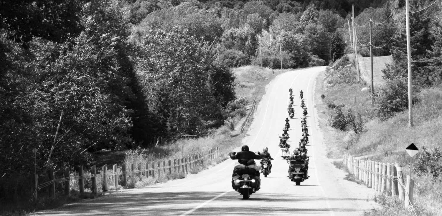 Motorcycle group ride through country